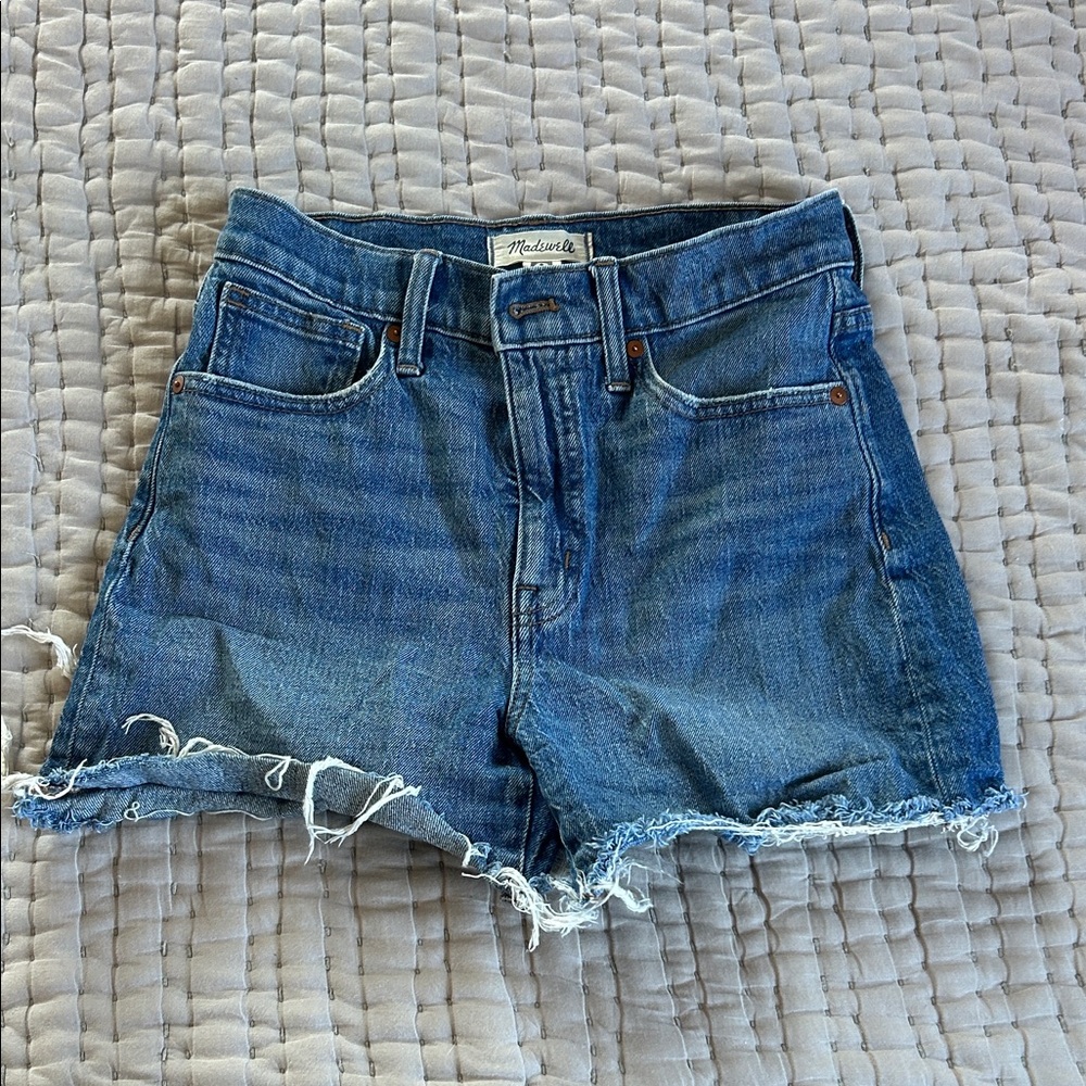 Madewell Distressed Blue Jean Shorts